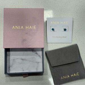 Ania Haie Sterling Silver Earrings with Blue Stone